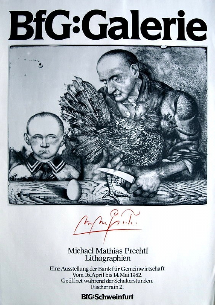 Michael Mathias Prechtl, Ausstellungsplakat "Michael Mathias Prechtl Lithografien" in der BfG: Galerie