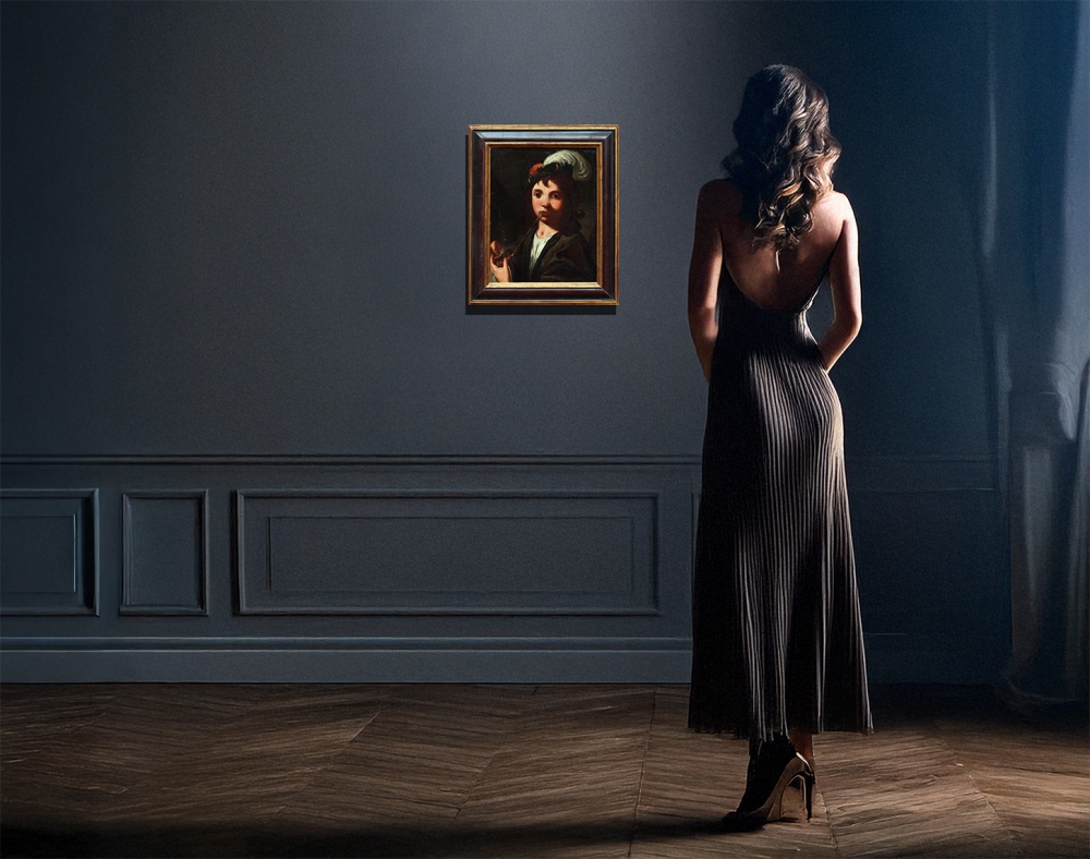 Nicolas Régnier, boy with feathered hat and pipe