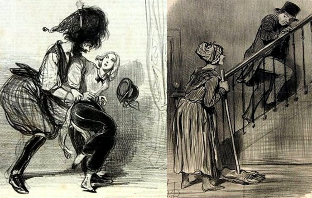 Honore Daumier, Sammlung von 12 Lithografien (Teilweise aus LE CHARIVARI)