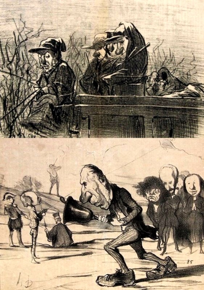 Honore Daumier, Sammlung von 12 Lithografien (Teilweise aus LE CHARIVARI)