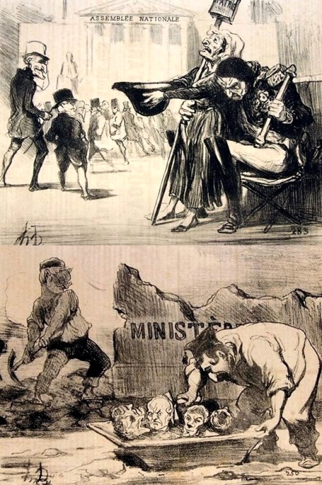 Honore Daumier, Sammlung von 12 Lithografien (Teilweise aus LE CHARIVARI)