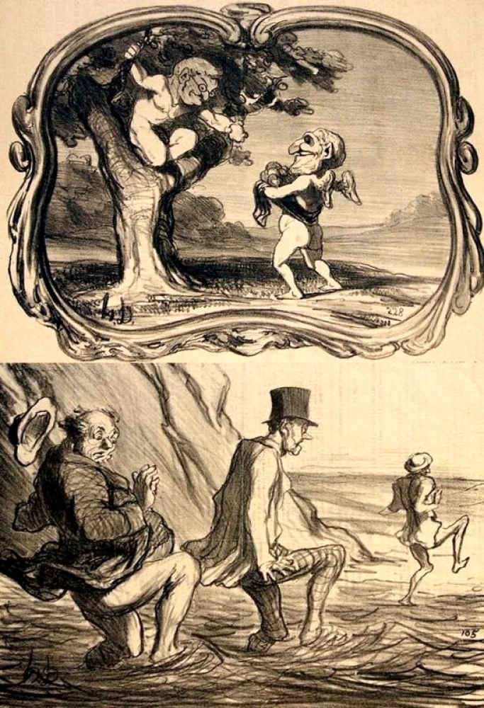 Honore Daumier, Sammlung von 12 Lithografien (Teilweise aus LE CHARIVARI)