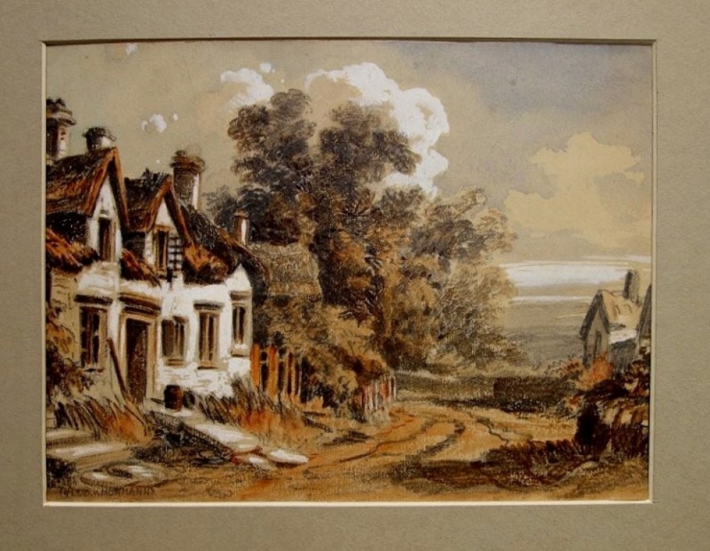 Theodor von Hörmann (zug.), Häuser am Weg in einer sonnigen Landschaft