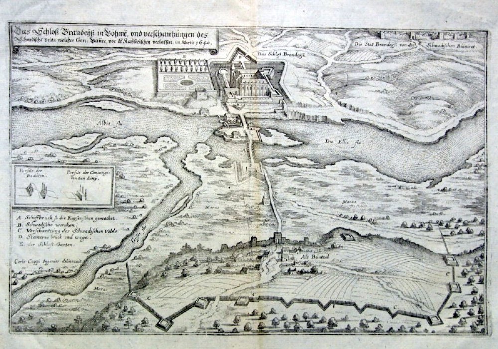 Matthäus Merian (1593- 1650), Schloss Brandeis in Böhmen, früher: Schloß Brandys