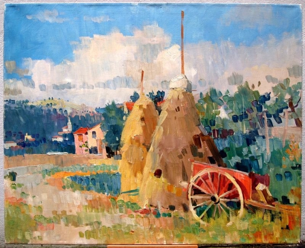 Reinhold Pallas, Italienische Landschaft mit Eselkarren