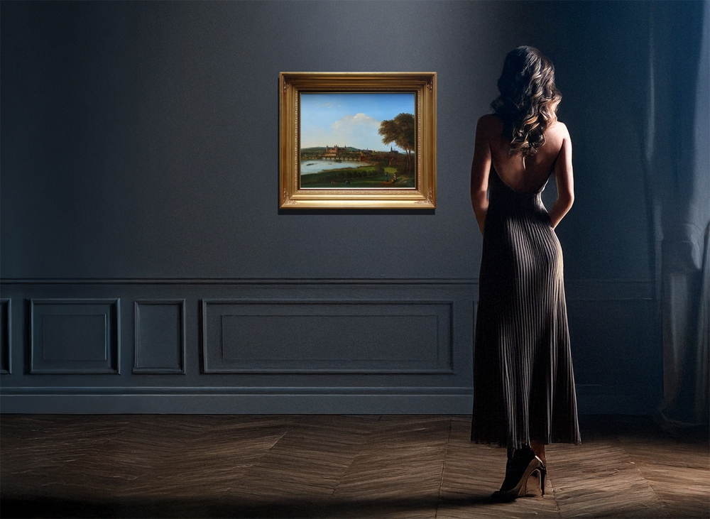 Carl Richard (zug.), Blick auf Aschaffenburg - Ansicht über den Main, um 1850