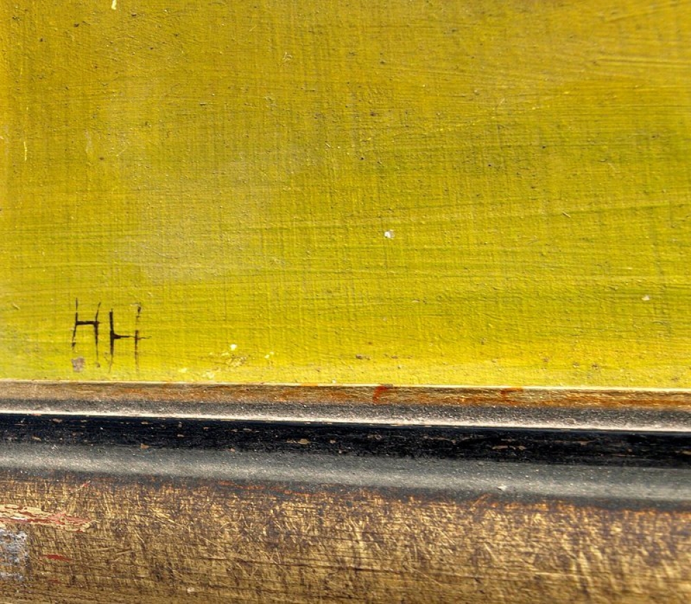 Heinrich Heidner (zugeschrieben), "Biotop" Frauenporträt in einer Naturlandschaft