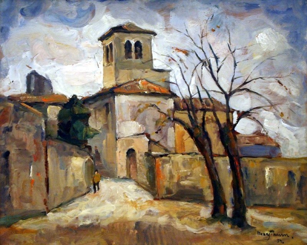 Thurn, Hanns (1889-1963), Dorfkirche im Herbst, 1934
