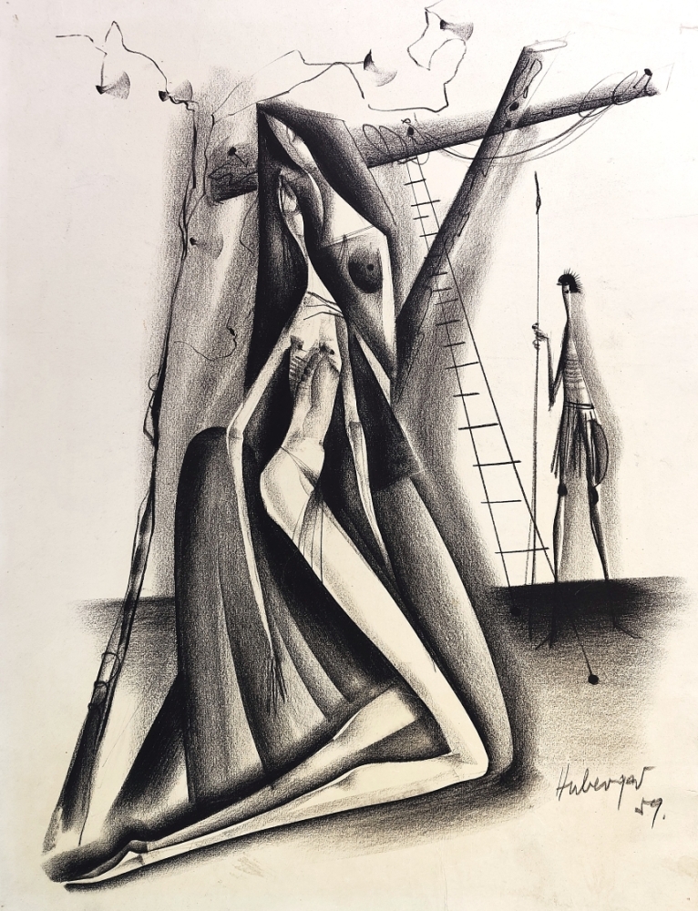 Tugomir Huberger, Zwei Frauen mit einem Wächter