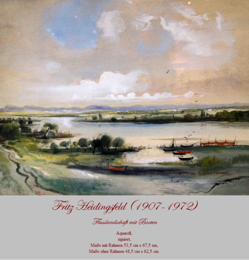 Heidingsfeld, Fritz (1907-1972), Flusslandschaft mit Booten