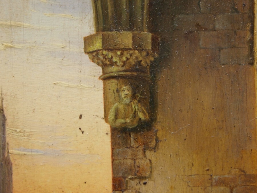 Freidrich Eibner (zugeschrieben), Klostervorhalle mit Nonne und Mönch