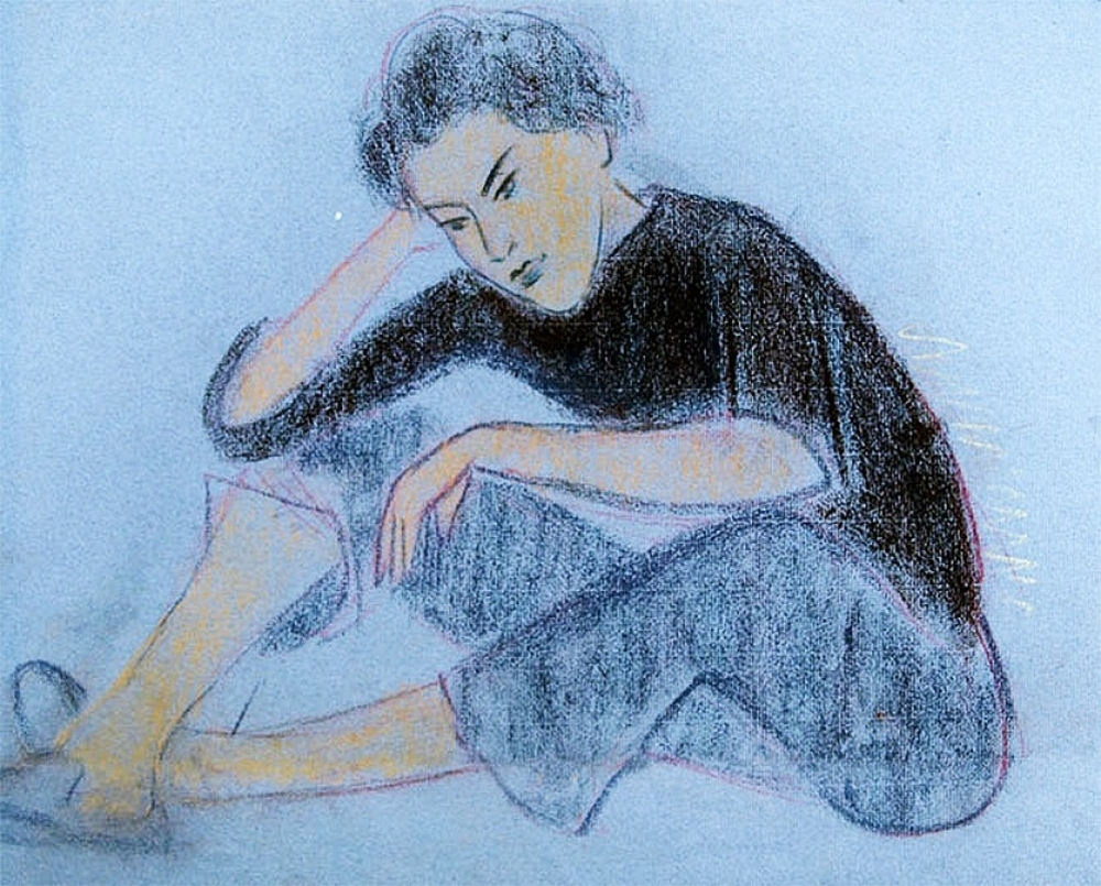 Gudrun Kunstmann, Auf den Boden sitzende Frau