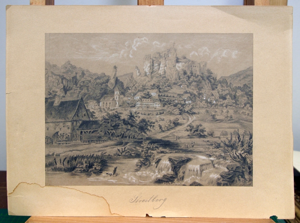 Streitberg, Fränkische Schweiz, Zeichnung um 1850,