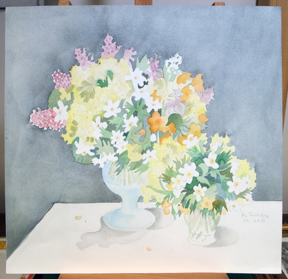 Frydl Prechtl-Zuleeg, Blumensträuße auf Tisch