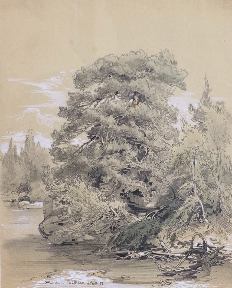 Albert Emil Kirchner, River Landscape by Schäftlarn