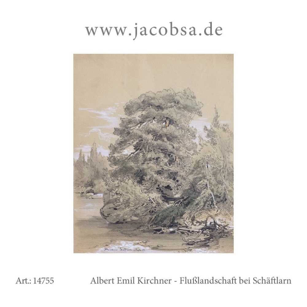 Albert Emil Kirchner, River Landscape by Schäftlarn
