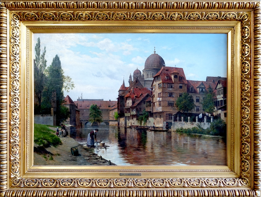 August Fischer, View Across the Pegnitz River to the Synagogue in Nuremberg