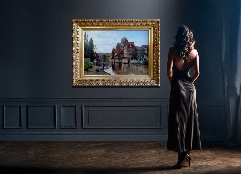 August Fischer, View Across the Pegnitz River to the Synagogue in Nuremberg