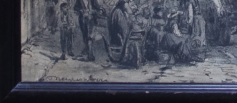 Cornelis Springer, The Beautiful Fountain with a view of Nuremberg Town Hall