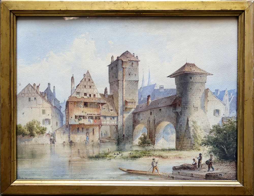 Anton Doll, View over the Pegnitz to the Weinstadl with Henkersteg