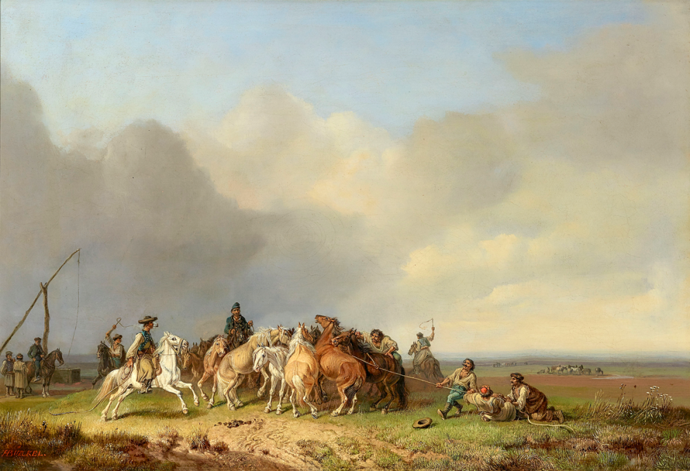 Heinrich Bürkel, Pferdefang in der Puszta