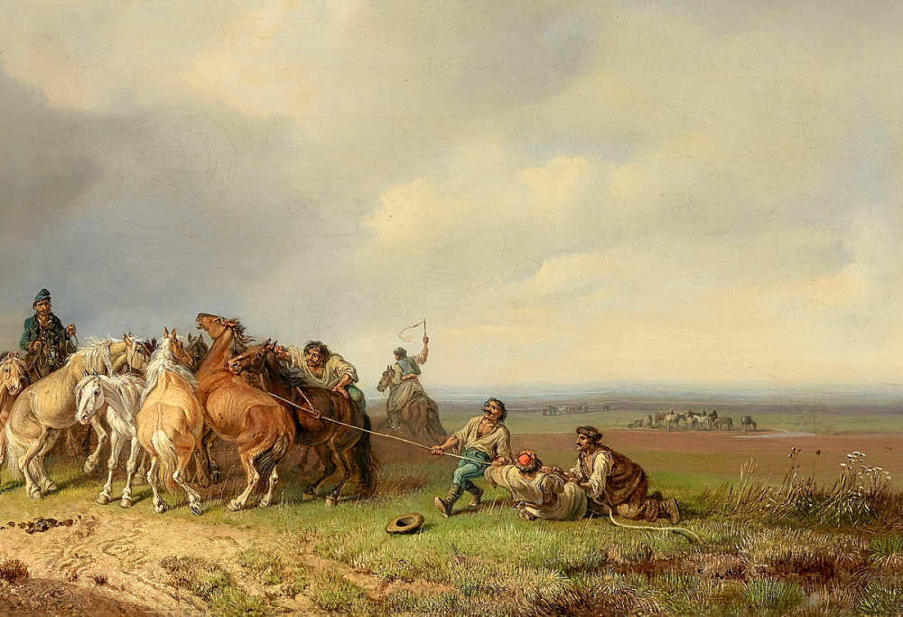 Heinrich Bürkel, Pferdefang in der Puszta