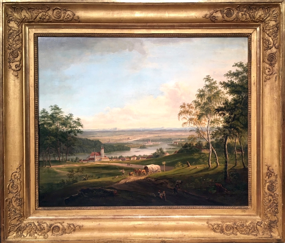 Peter von Hess (1792-1871),  Innlandschaft mit Blick auf Kloster Vornbach und Schärding, Österreich