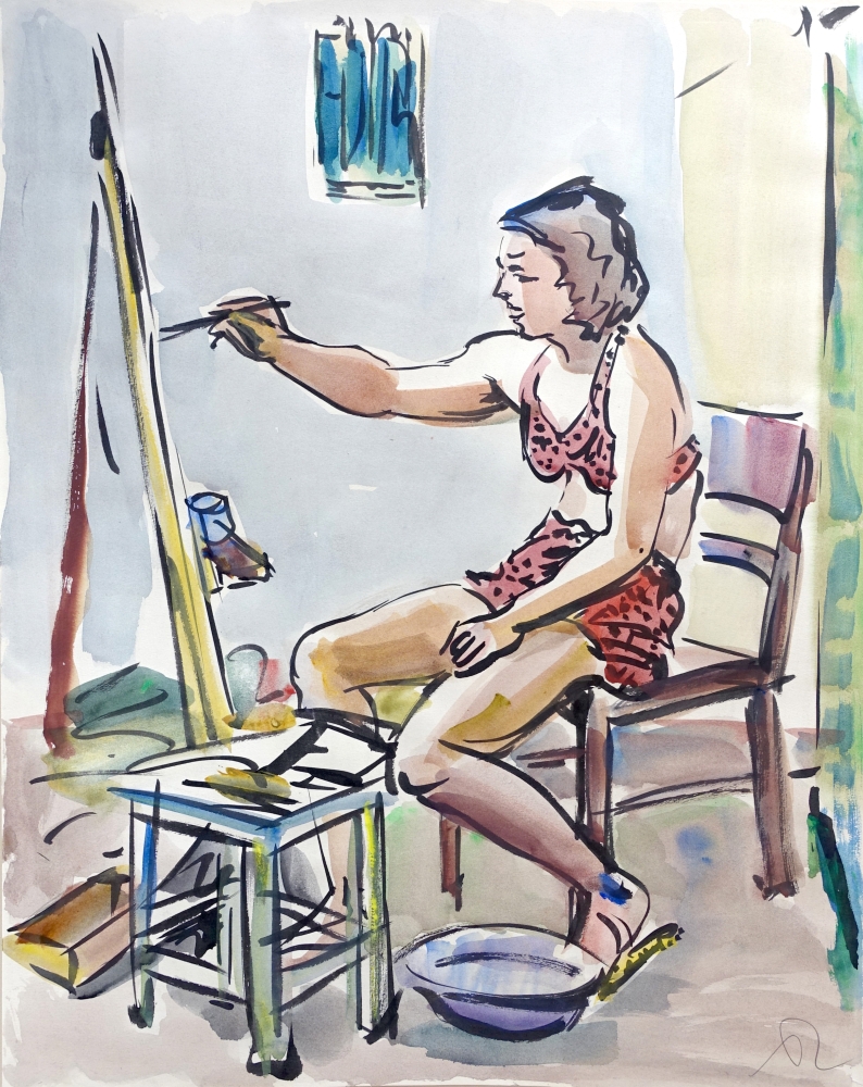 Arthur Rappl, Künstlerin beim Malen