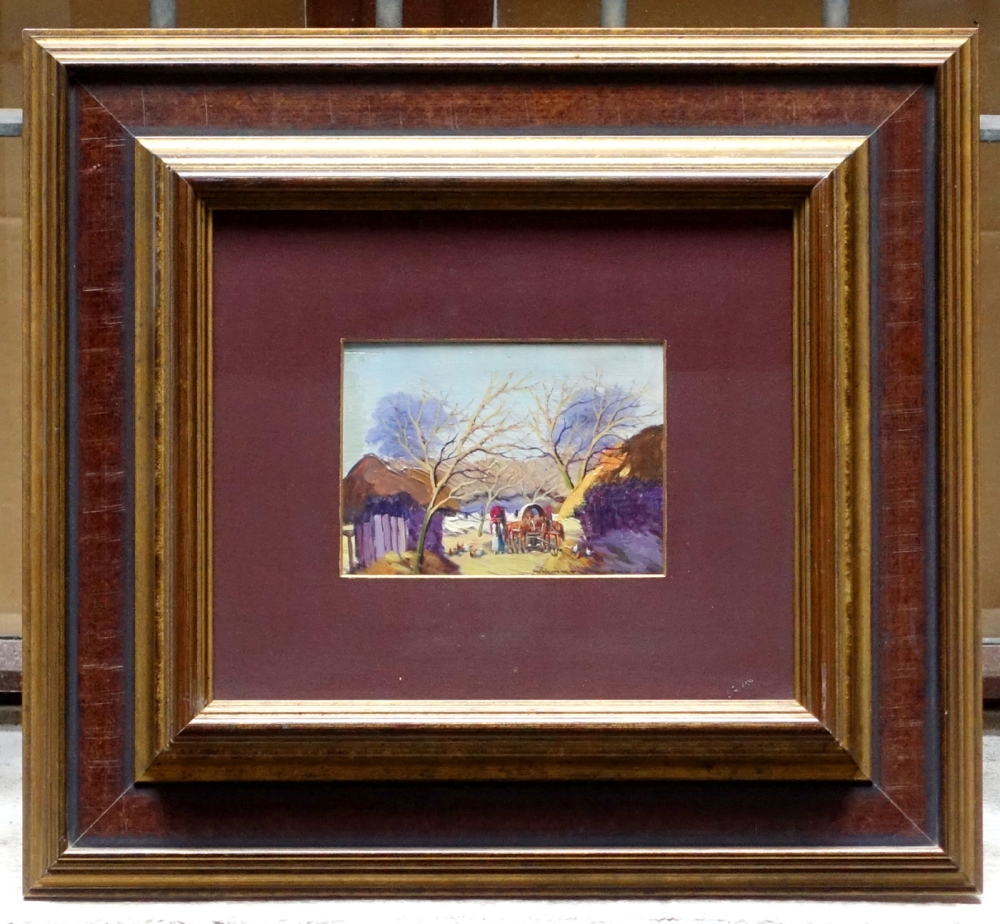 György Németh (Németh György), homestead with horse and cart