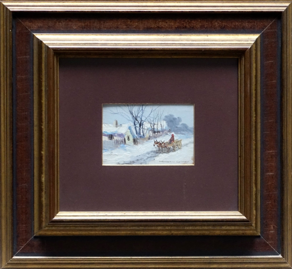 György Németh (Németh György), Horse-drawn carriage in winter landscape