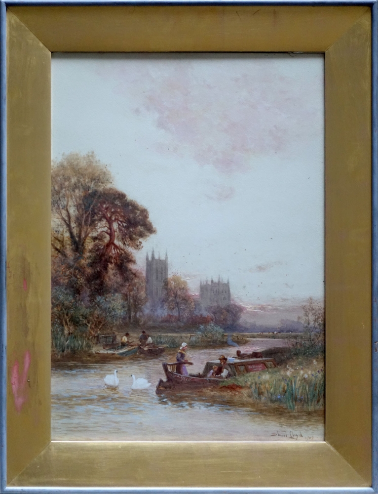 Walter Stuart Lloyd, Flußlandschaft England mit Kathedrale