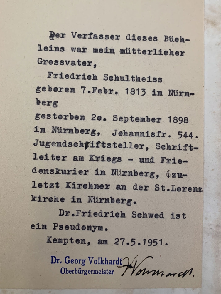 Dr. Friedrich Schwed (Friedrich Schultheiss), Vierbeiner