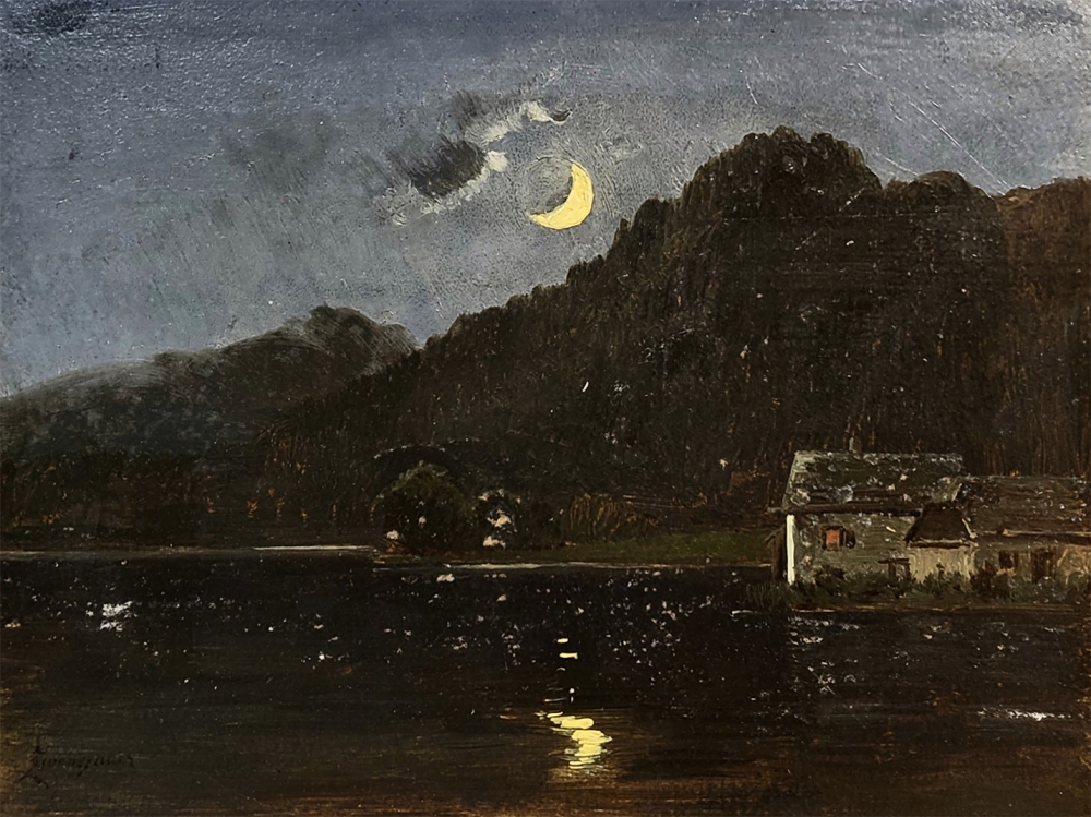 August Richard Zimmermann, View of the Lake in Moonlight
