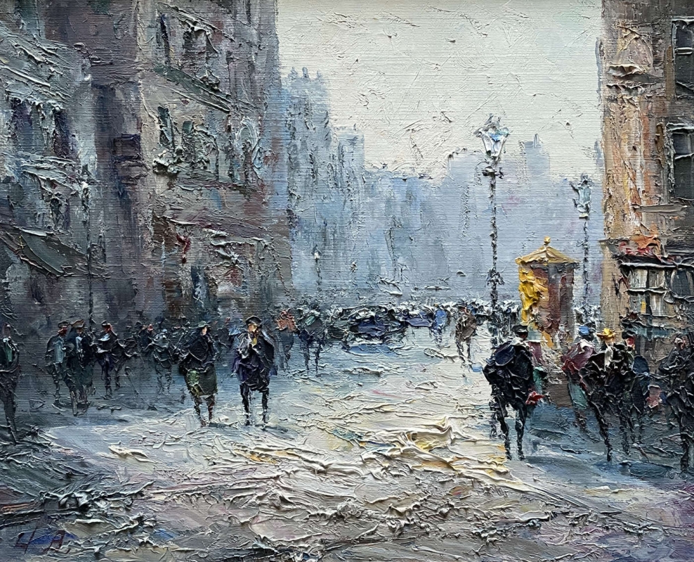 Monogramist A.B.?, Paris street scene 1922