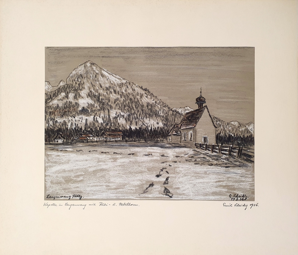 Emil Scheidig, Langenwang in Allgäu/Chapel with Rubi- and Nebelhorn