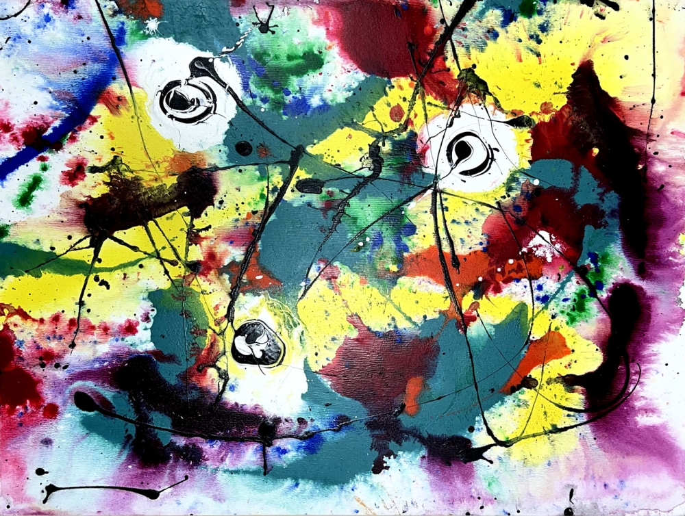 Franz J. Blank, Farbspirale mit Augen XIV