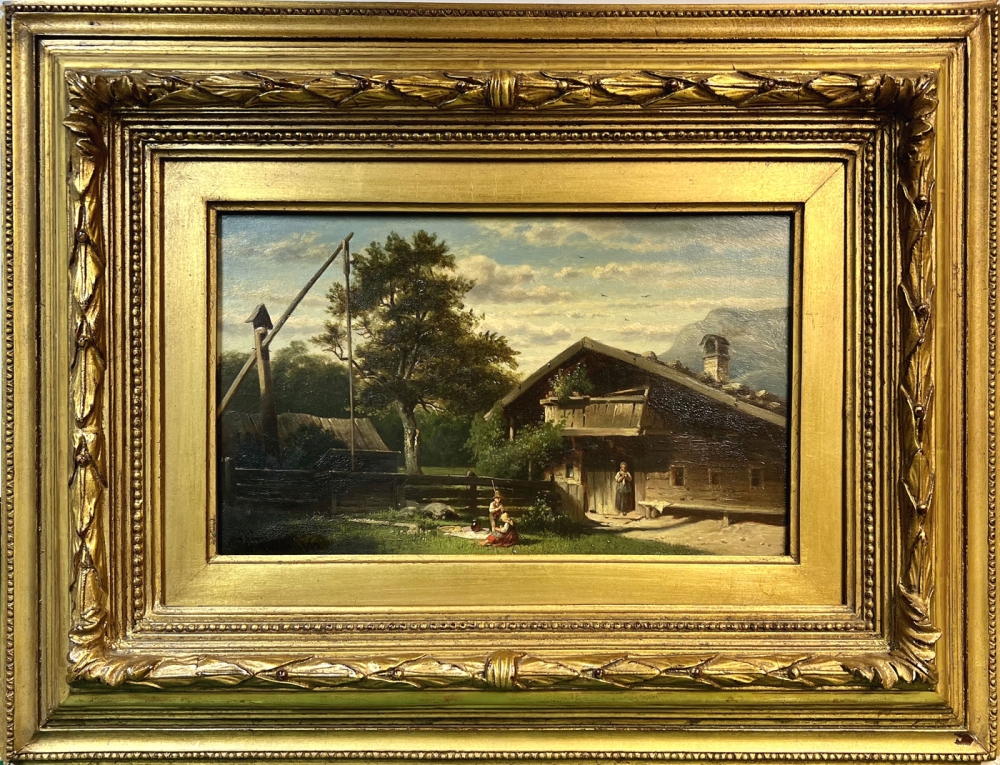 Friedrich Carl Mayer, Picknick vor einem Bauerngehöft
