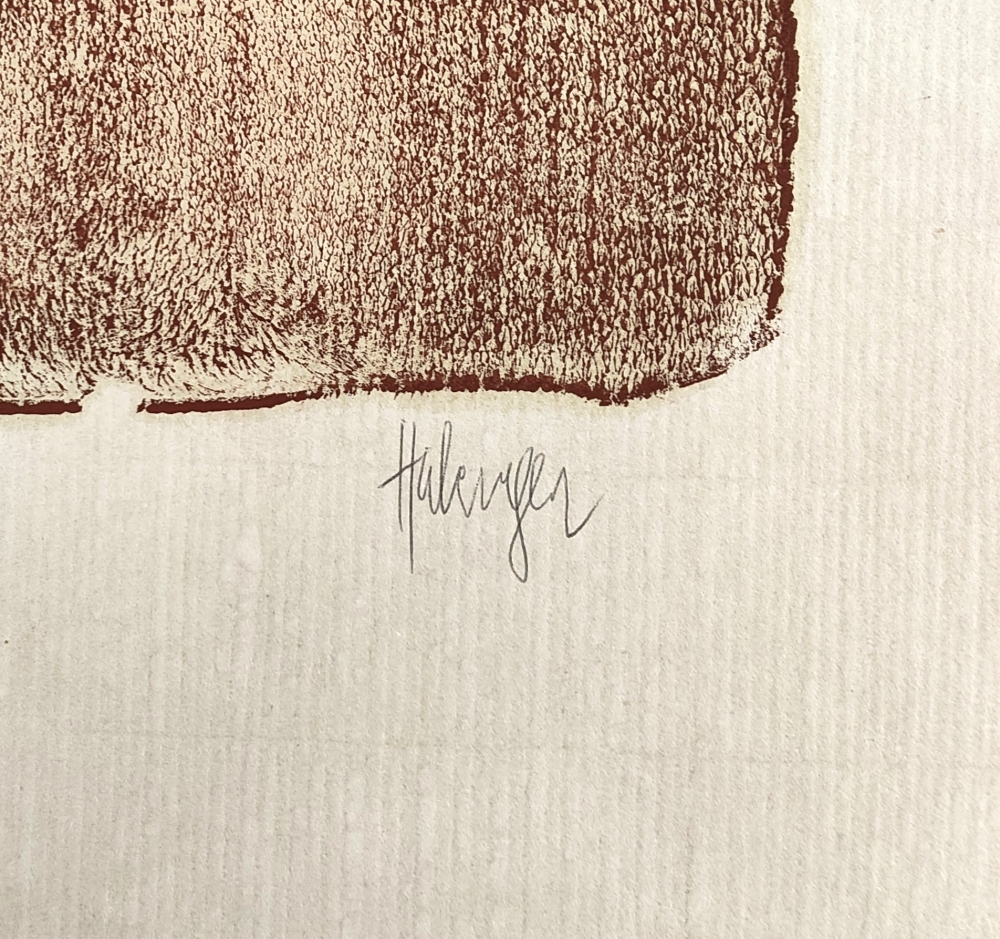 Tugomir Huberger, Red Female Nude Lithograph