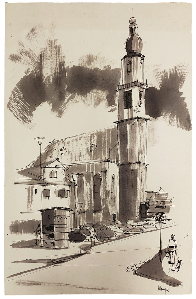 Tugomir Huberger, Church Ink drawing