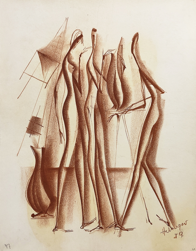 Tugomir Huberger, Drei abstrakte rote Figuren