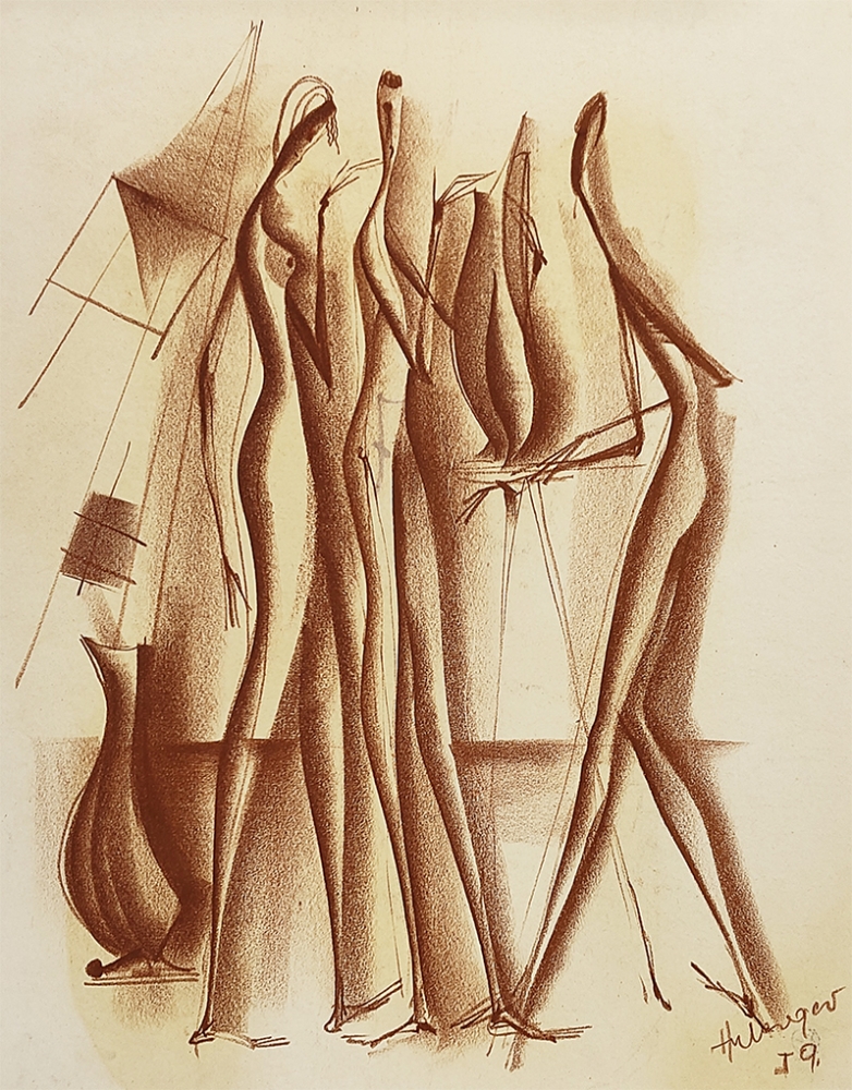 Tugomir Huberger, Drei abstrakte rote Figuren