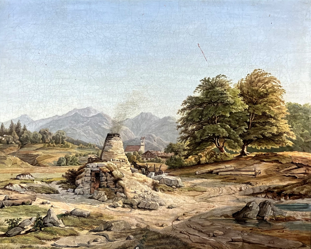 Heinrich Bürkel (Umkreis), Köhler in Voralpenlandschaft