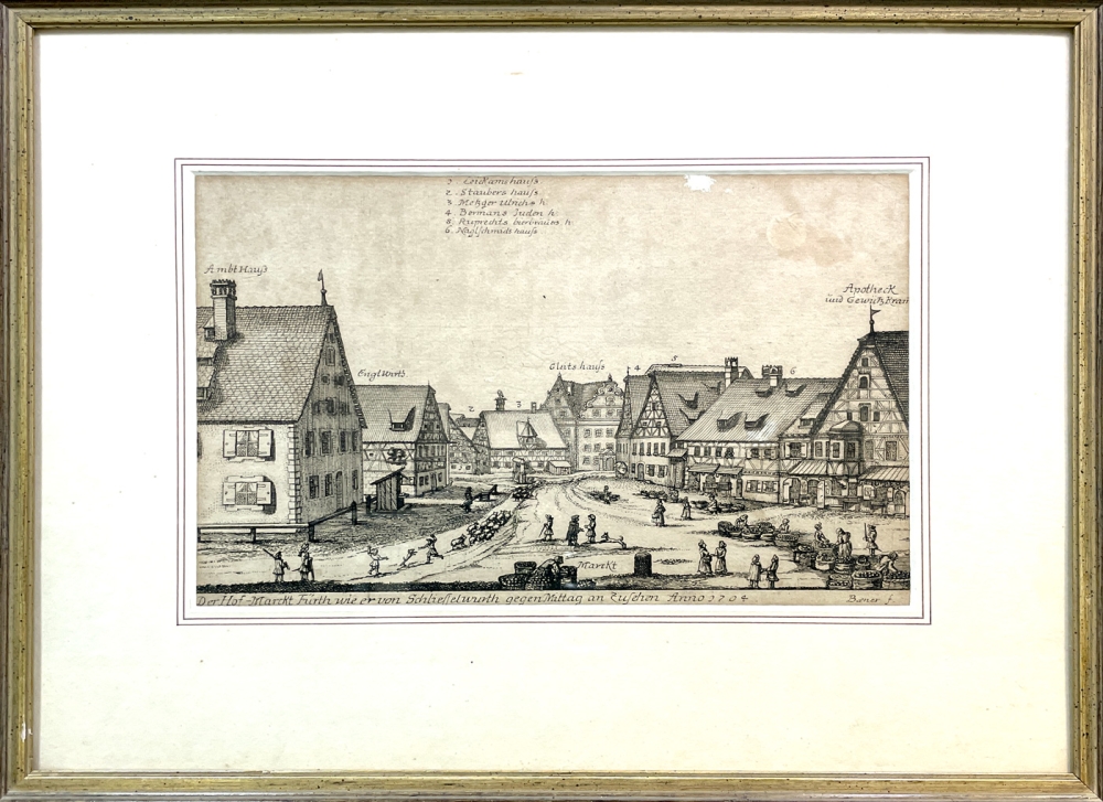 Johann Alexander Böner, Der Hof-Marckt Fürth wie er von Schließelwurth gegen Mittag an zu sehen Anno 1704 (Heutiger Obstmarkt)