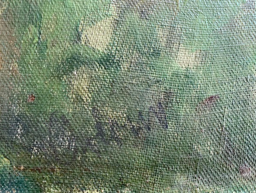 Unknown, peasants linger in the hilly landscape