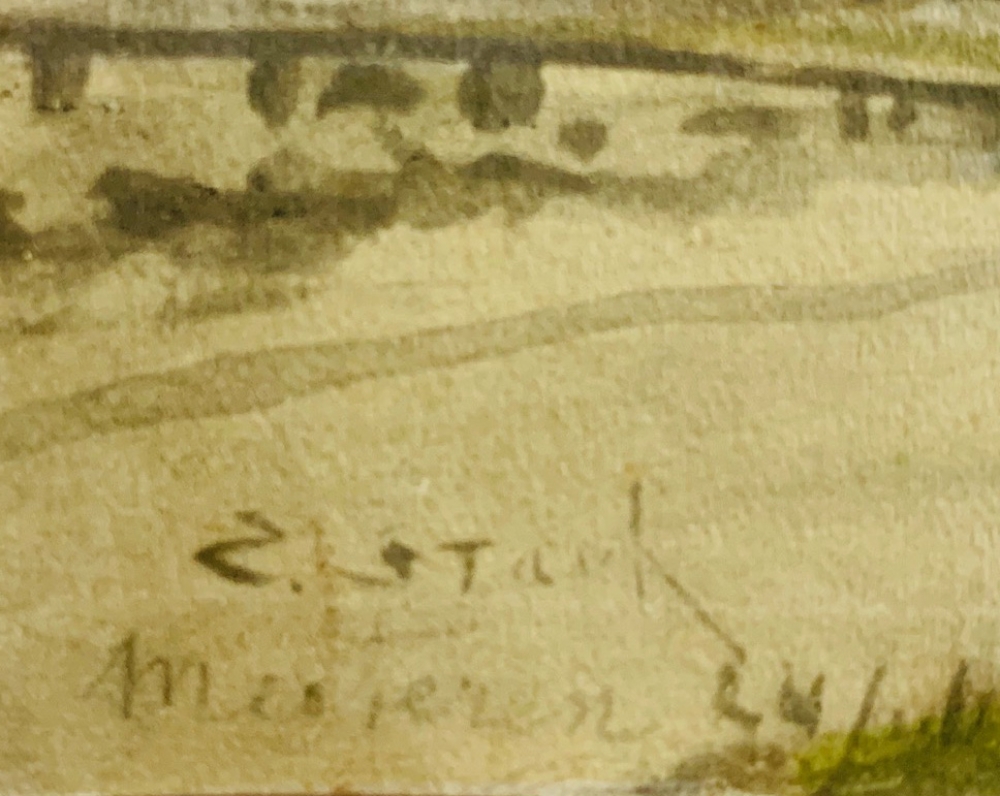 Elias Stark, view of a village with staff, Meijeren or Meuren