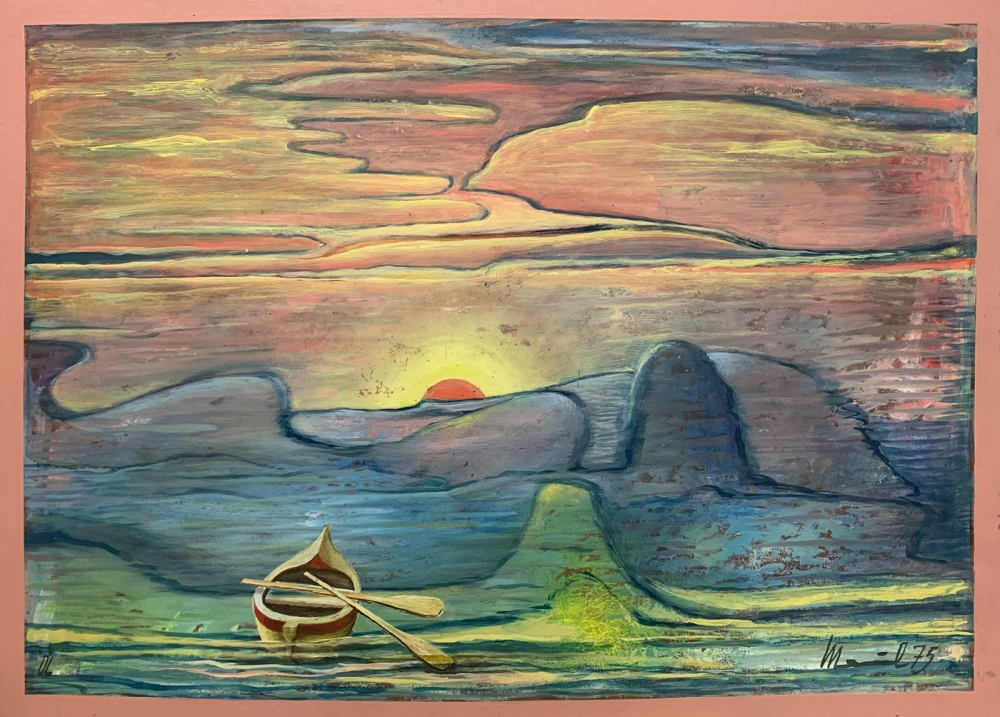 Georg Maul, Ruderboot im Sonnenuntergang
