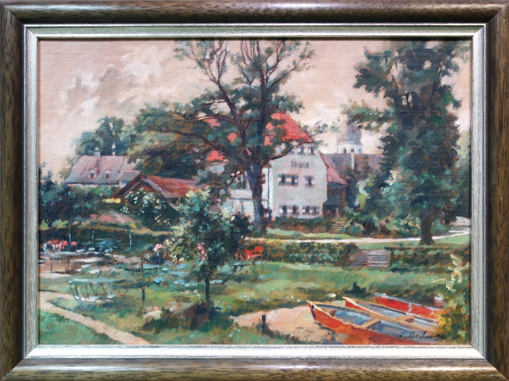 Becker Roland, Fraueninsel, Gasthaus Inselwirt und Kirchturm