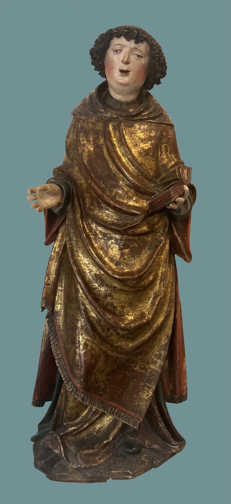 Große spätgotische Schnitzfigur eines Heiligen