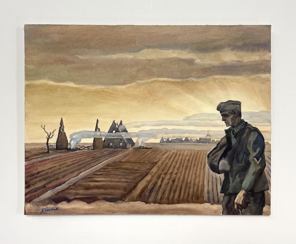 Karl Seubert, Kriegsheimkehr vor zerstörter Dorflandschaft