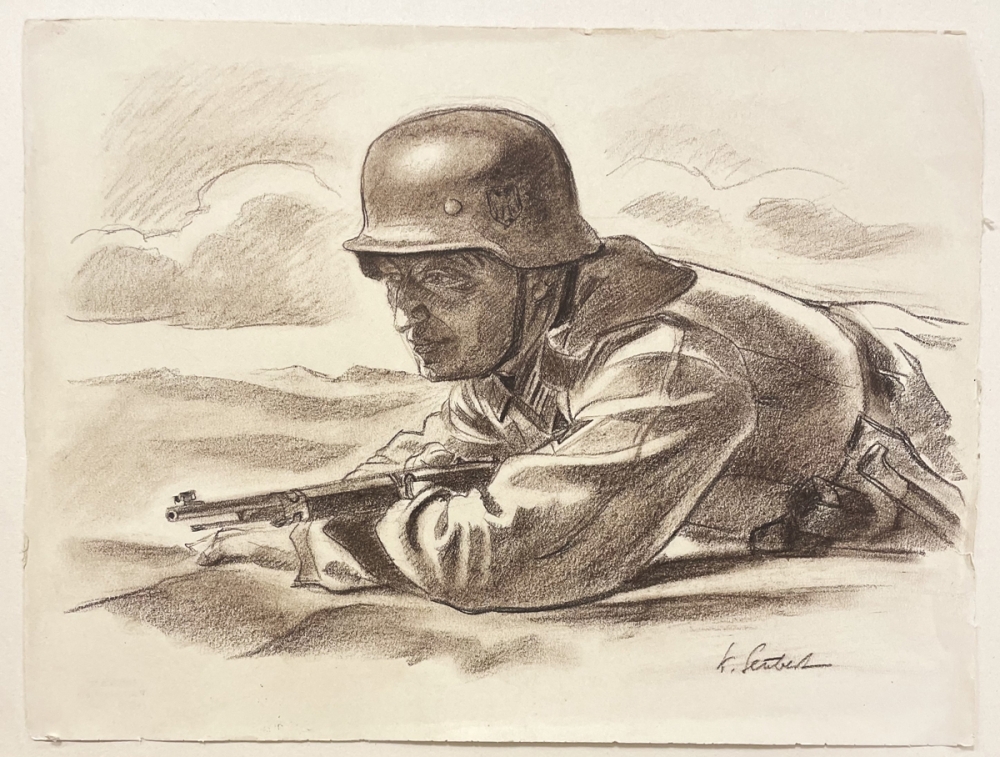 Karl Seubert, Liegender Soldat mit Gewehr